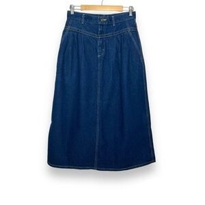 Lee Jean Maxi Skirt‎ Womens 12/13 Blue Pleated Y2K USA Vintage Denim Zip Western
